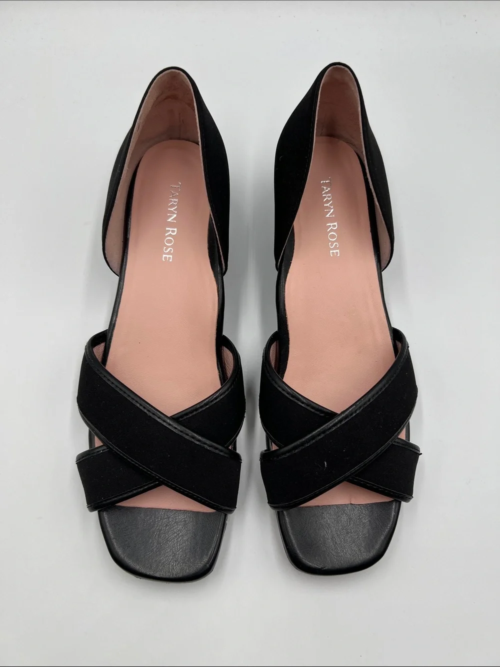 Taryn Rose Kaida d'orsay wedge sandal black comfort criss cross shoe women 9.5